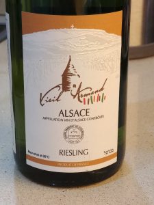 A bottle of kosher Alsatian Riesling, for choucroute garnie a la Juive