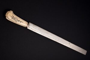 A knife for shechita, Jewish ritual slaughter. Some Soviet Jews think this could make kosher pork.