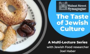 Online Jewish Food Talk flyer announcing lectures